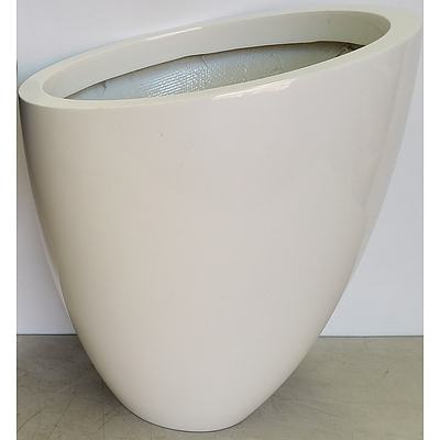 40cm Fibreglass Egg Indoor Planters(Gloss White) - Lot of Three - Brand New