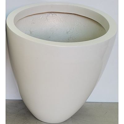 40cm Fibreglass Egg Indoor Planters(Gloss White) - Lot of Three - Brand New