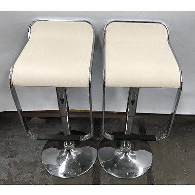 Pair Of Contemporary Adjustable Bar Stools
