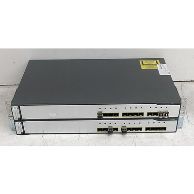 Cisco Catalyst (WS-C3750G-12S-E V06) 3750 Series 12-Port Gigabit SFP Switch - Lot of Two