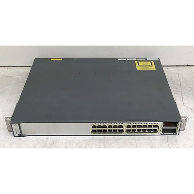 Cisco Catalyst (WS-C3750E-24PD-S V03) 3750-E Series PoE-24 24-Port Gigabit Managed Switch