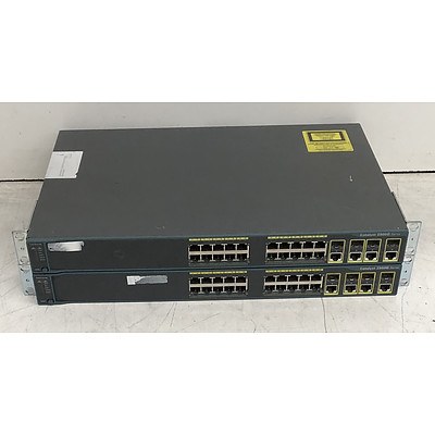 Cisco Catalyst (WS-C2960G-24TC-L) 2960G Series 24-Port Gigabit Managed Switch - Lot of Two