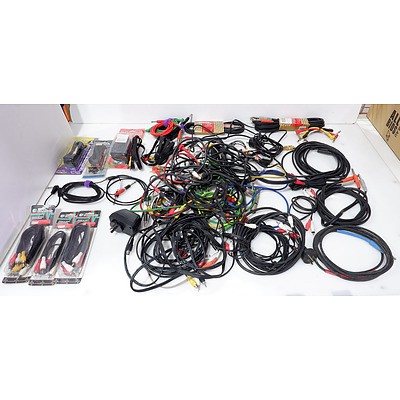 Large Group of RCA, MIDI, TS, Dual Audio, Power Cables and More