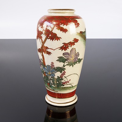 Satsuma Pottery Vase, Mid 20th C
