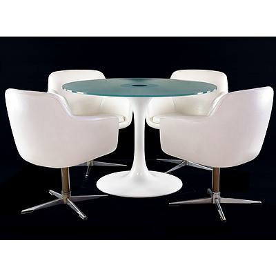 Vintage 1970s Tulip Style Dining Suite in the Manner of Robin Day and Eero Saarinen