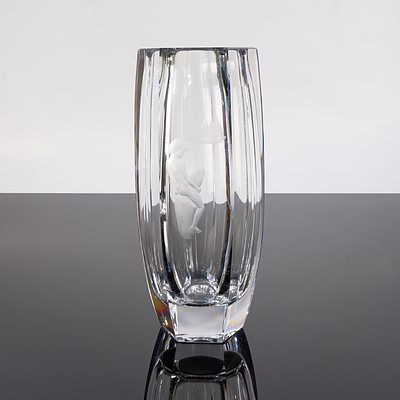 Signed Kosta Boda Glass Vase by Fritz Kallenberg
