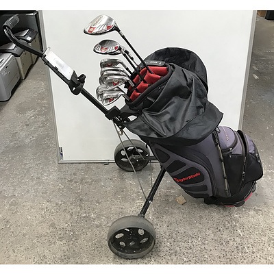 Set Of Taylormade Golf Clubs With Buggy