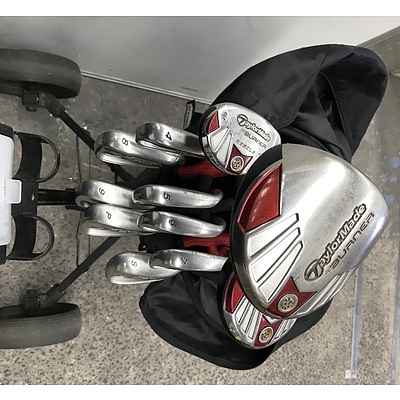 Set Of Taylormade Golf Clubs With Buggy