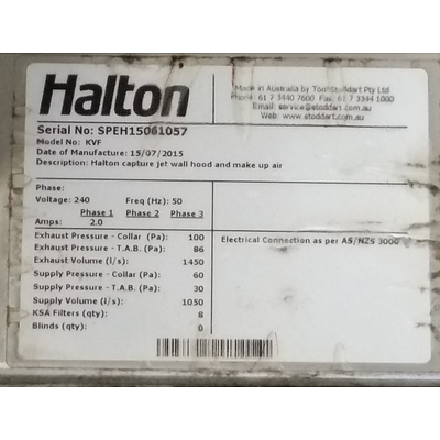 Halton KVF Commercial Stainless Steel Range Hoods - Lot of Two