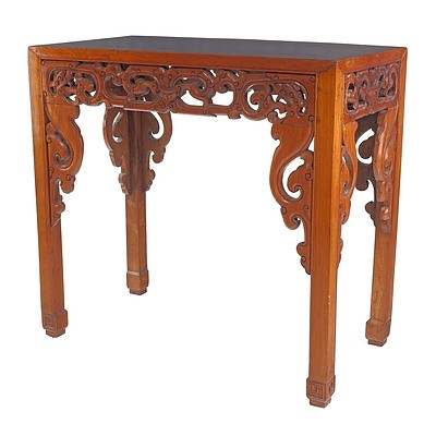 Chinese/Indonesian Carved Teak Altar Table