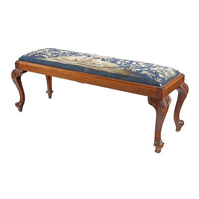 Chippendale Style Tapestry Upholstered Stool, Early 20th Century