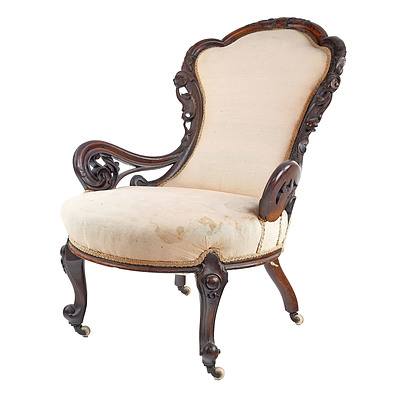 Late Victorian Walnut Salon Chair Circa 1880
