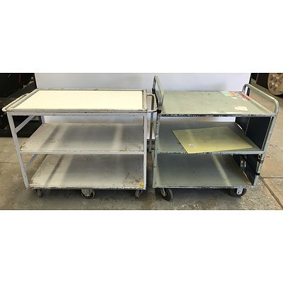 Three Tier Library Trolleys -Lot Of Two