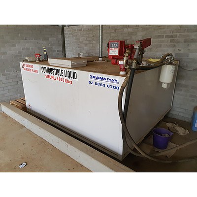 TransTank Self Bunded 4000L Liquid Storage Tank with Fill Rite Pump (Has Diesel Currently)