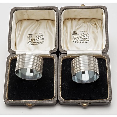 Pair Boxed Sterling Silver Serviette Rings, Birmingham 1917