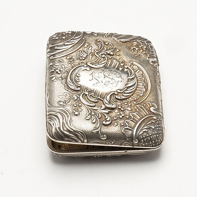 Victorian Finely Embossed Sterling Silver Cigarette Case with Gilded Interior