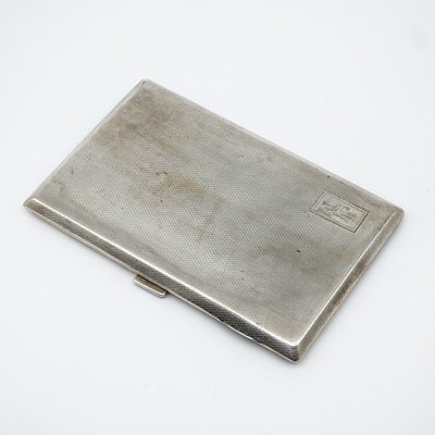 Engine Turned Sterling Silver Cigarette Case with Gilded Interior