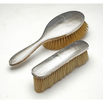 Engine Turned Sterling Silver Brush Set and Comb Trim, Birmingham
