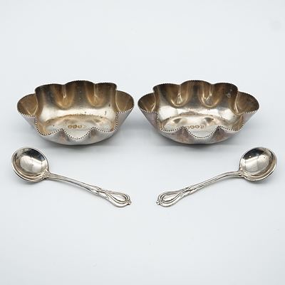 Boxed Silver Plated Open Salts and Spoons