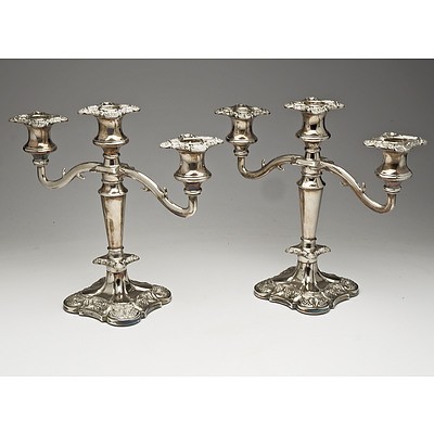 Pair Silver Plated Candelabra