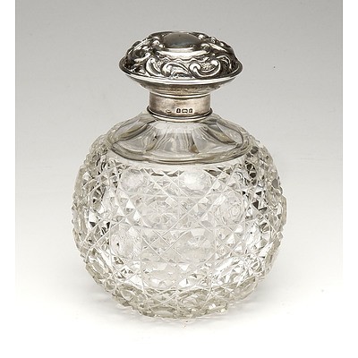 Sterling Silver Mounted Large Perfume or Cologne Bottle, Birmingham