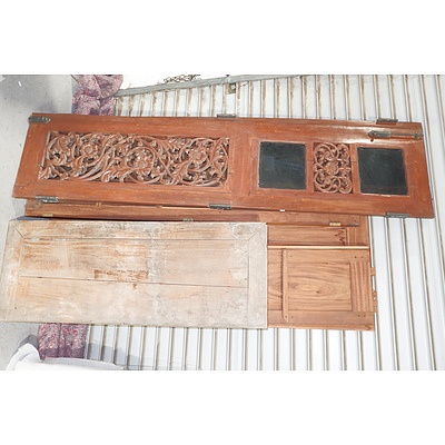 Sri Lankan/Dutch East Indies Pierced and Carved Teak Door Together with Assortment of other Panels and Parts