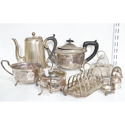Various Vintage Silver Plated Wares, Including Sheffield Teapot and Sugar Bowl
