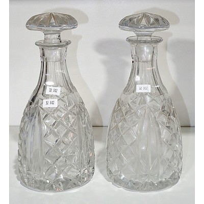 Pair of Vintage Cut Glass Decanters