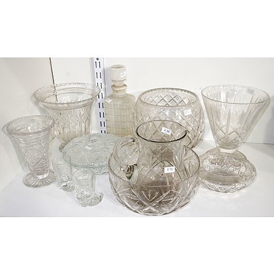 Various Antique and Vintage Moulded Glass and Cut Crystal