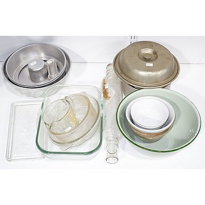 Enamel Tin Mixing Bowl, Pyrex Glass and More