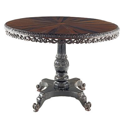 Antique Sinhalese Ebony and Specimen Wood Centre Table