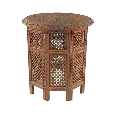 Good Indian Finely Carved and Pierced Sandalwood Folding Table