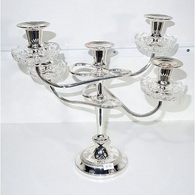 Silver Plate and Glass Candelabra