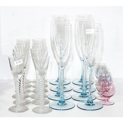 Various Vintage Stemware, Including French Champagne Glasses 