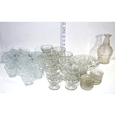 Large Collection of Moulded Glassware, Including Punch Cups and Comports
