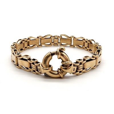 9ct Yellow Gold Fancy Gate Link Bracelet, 26.5g