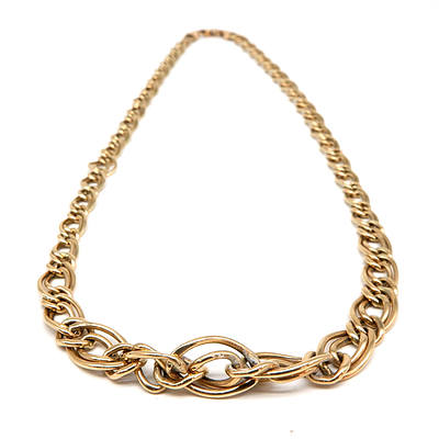 9ct Yellow Gold Double Curb Link Chain, 12.6g