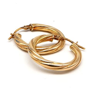 9ct Yellow Gold Twisted Hoop Earrings, 1.4g