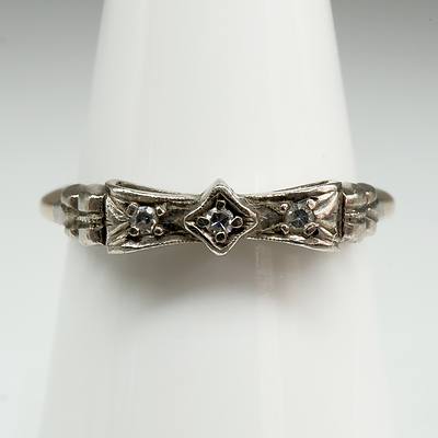 Vintage 18ct Yellow and White Gold and Diamond Eternity Bow Ring, Circa 1950s, 3g