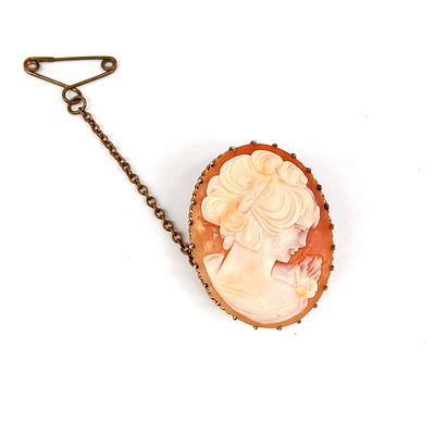 Gold Plated Cameo Brooch
