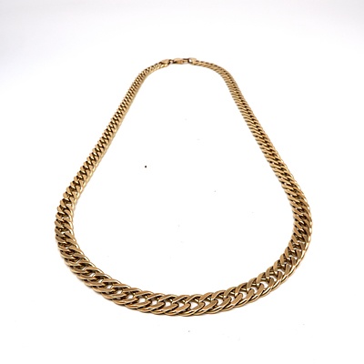 9ct Yellow Gold Double Filed Curb Link Chain, 47g