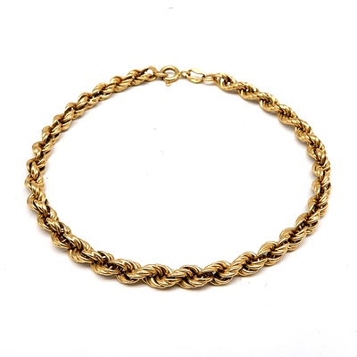 18ct Yellow Gold Twisted Rope Chain, 5.6g
