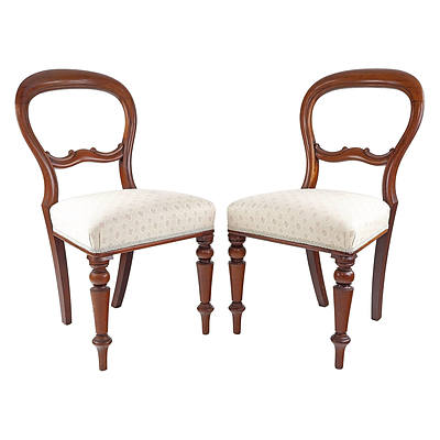 Six Antique Style Balloon Back Dining Chairs