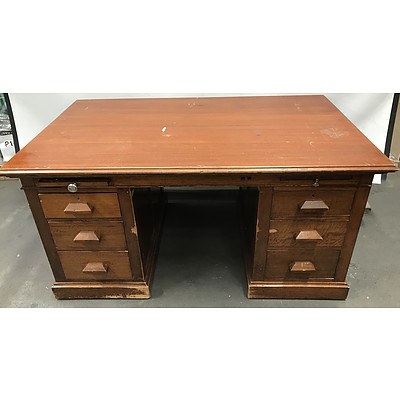 Six Drawer Twin Pedestal Desk