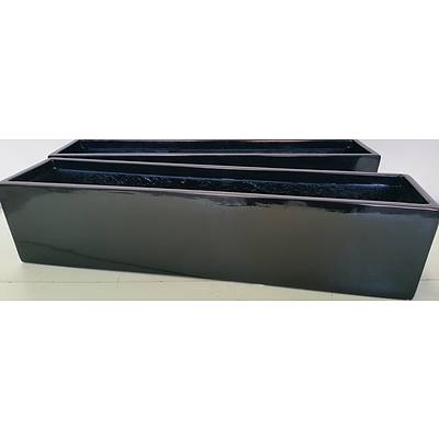 76cm Black Fiberglass Desk/Bench Top Planter Troughs - Lot of Two