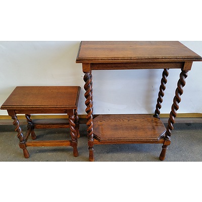 1920s Jacobean Revival Oak Side Tables with Barley Twist Supports 