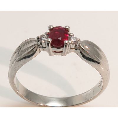14ct White Gold Ruby And Diamond Ring