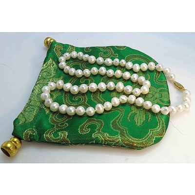 Necklace of White Fresh-Water Cultured Pearls