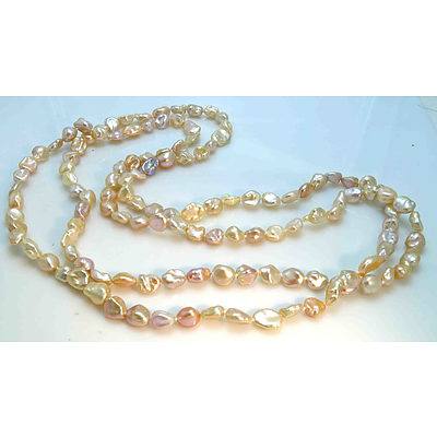 Extra Long Necklace of Natural Colour Keshi Pearls