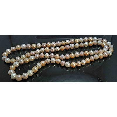 Double Length Necklace of Natural Coloured Fresh-Water Cultured Pearls